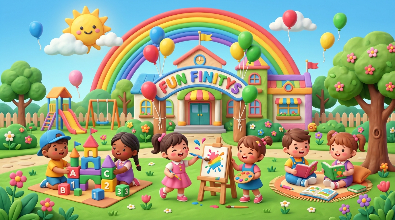 Children playing happily at Fun Finitys Play School